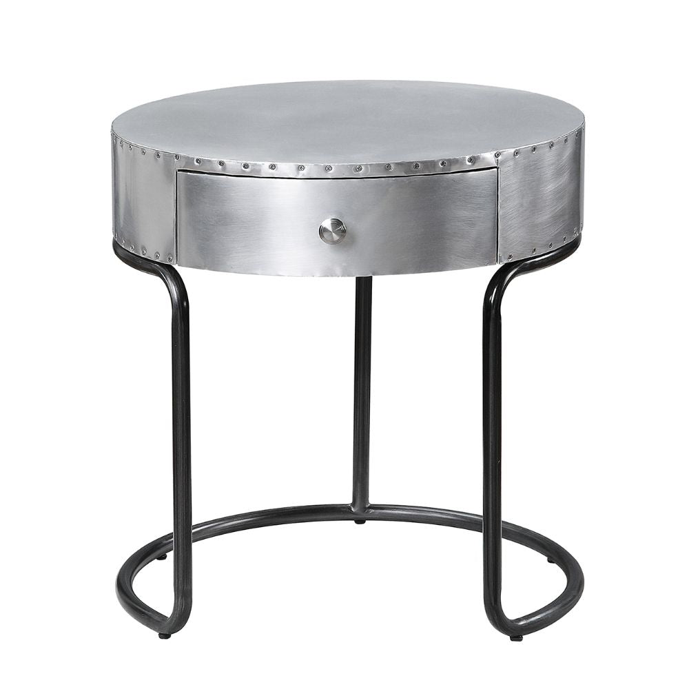 Mesa auxiliar redonda Brancaster con 1 cajón