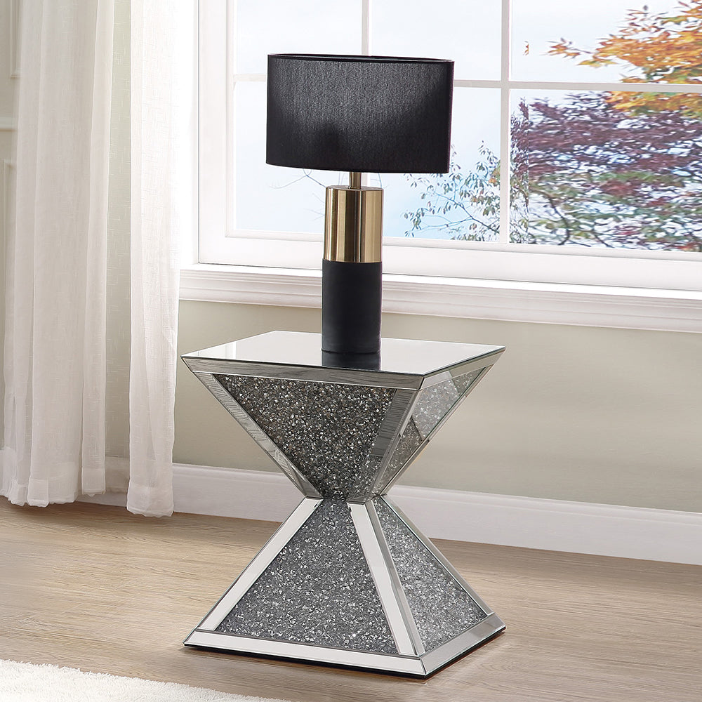 Noralie End Table - Mirrored & Faux Diamonds