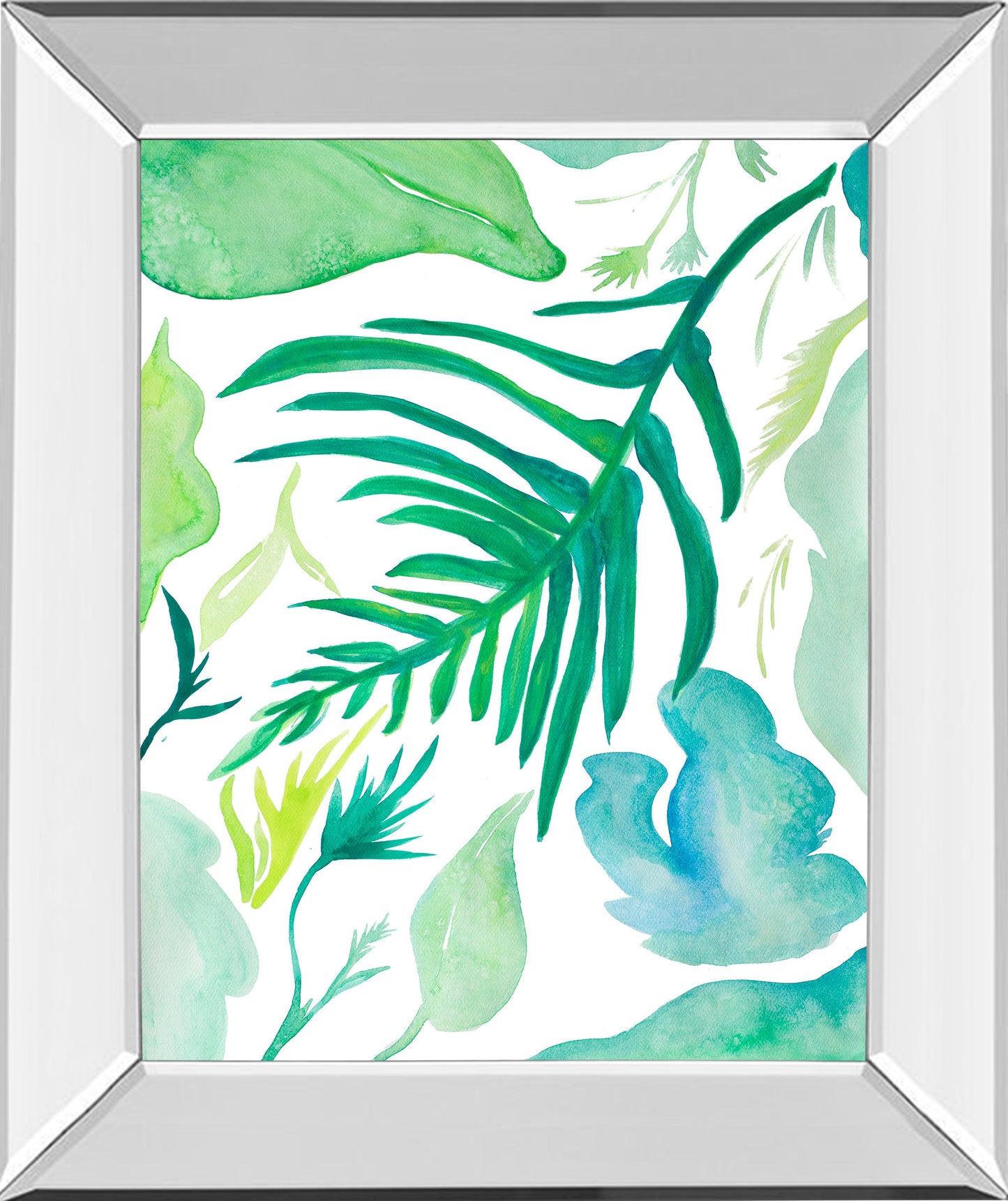 Mirrored Frame Green Water Leaves I By Kat Papa