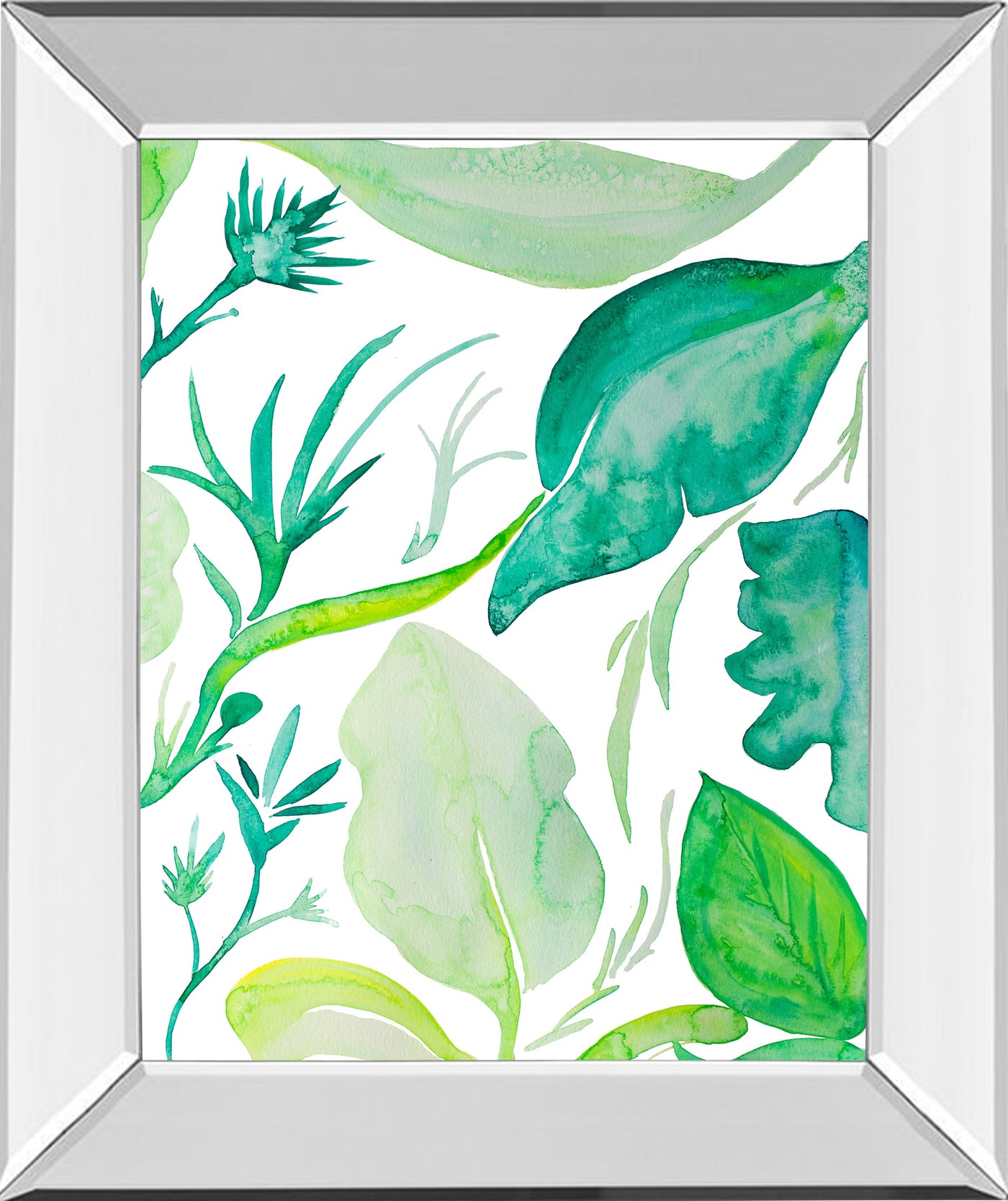Mirrored Frame Green Water Leaves II By Kat Papa