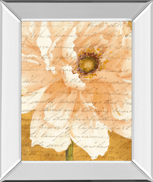 Mirrored Frame Beautiful Cream Peonies Script II By Patricia Pinto