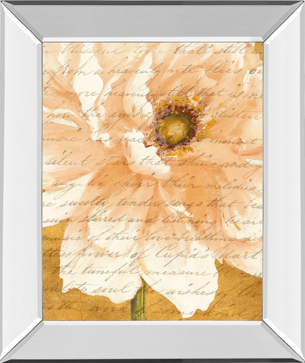 Mirrored Frame Beautiful Cream Peonies Script II By Patricia Pinto