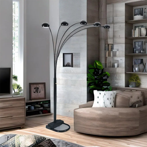 Kayd 5-Light Floor Lamp Satin Black - Canales Furniture