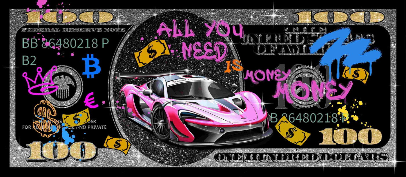 ''Luxury Speed & Wealth Canvas Art '' Hand-painted Gloss Canvas