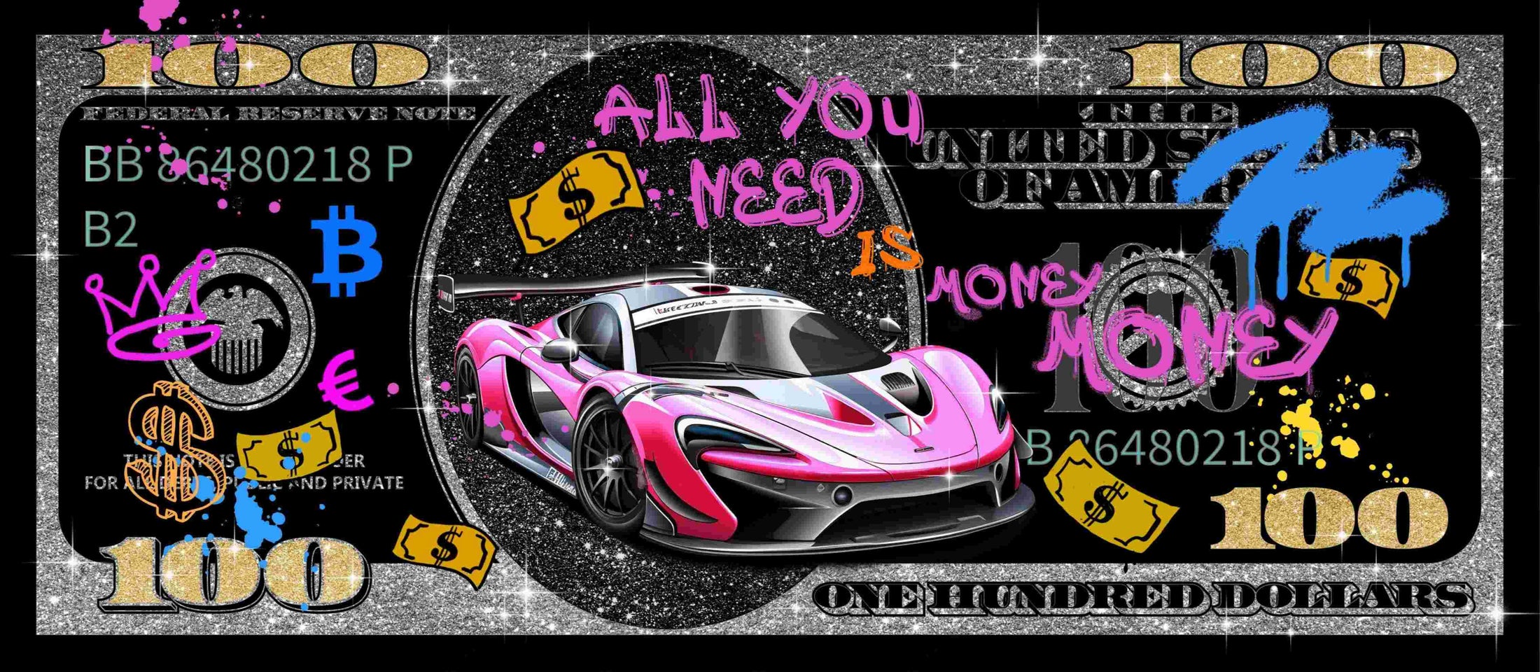 ''Luxury Speed & Wealth Canvas Art '' Hand-painted Gloss Canvas