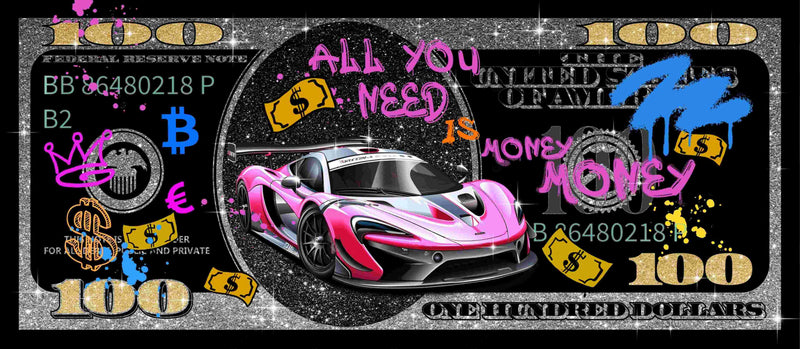 ''Luxury Speed & Wealth Canvas Art '' Hand-painted Gloss Canvas