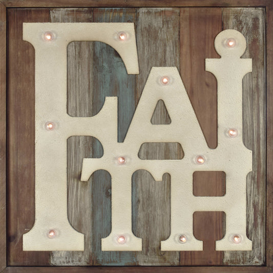 ''Faith Lighted'' Wood Wall Art