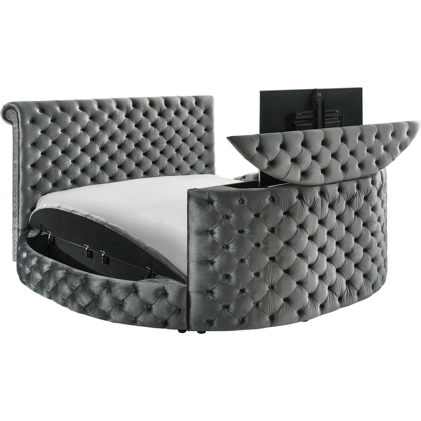  Crown Mark Voltare 5212GY-Q Queen Bed with Fireplace & TV Lift - Grey IMAGE 2