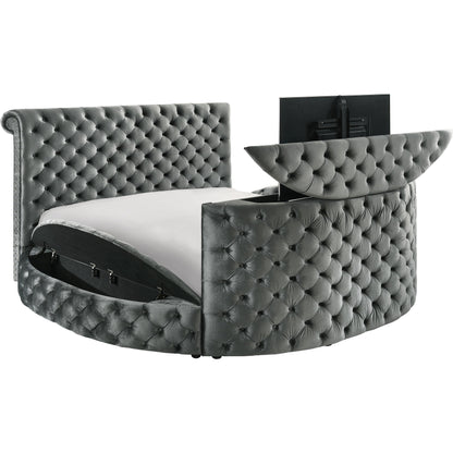  Crown Mark Voltare 5212GY-Q Queen Bed with Fireplace & TV Lift - Grey IMAGE 2