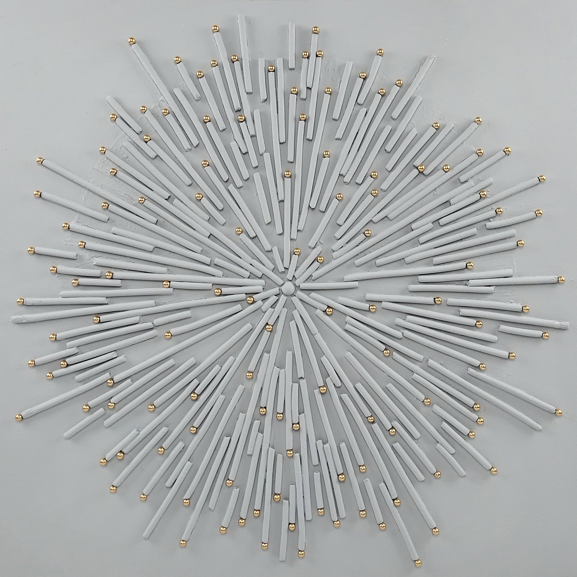 ''White Starburst'' Hand-painted Wrapped Canvas