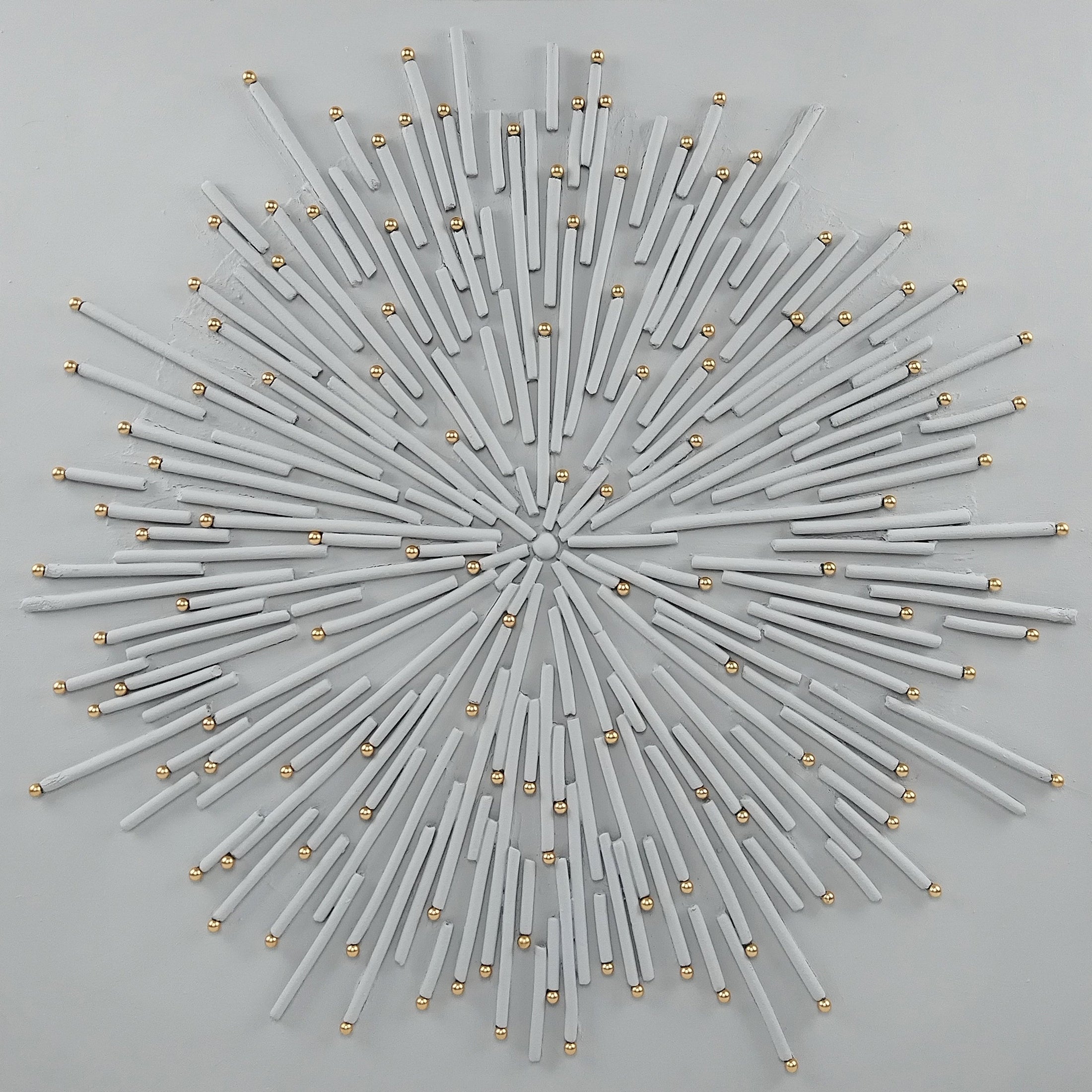 ''White Starburst'' Hand-painted Wrapped Canvas