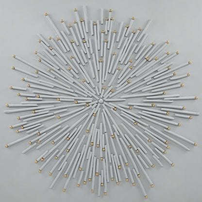 ''White Starburst'' Hand-painted Wrapped Canvas