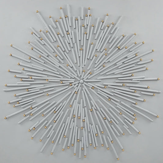 ''White Starburst'' Hand-painted Wrapped Canvas
