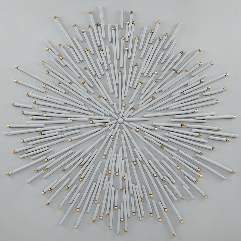 ''White Starburst'' Hand-painted Wrapped Canvas