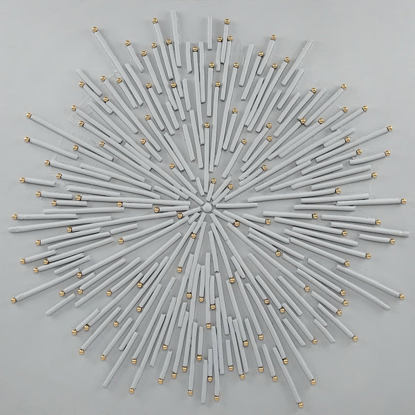 ''White Starburst'' Hand-painted Wrapped Canvas