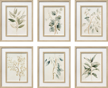 Quiet Botanical Print on Paper Set in Double Frame