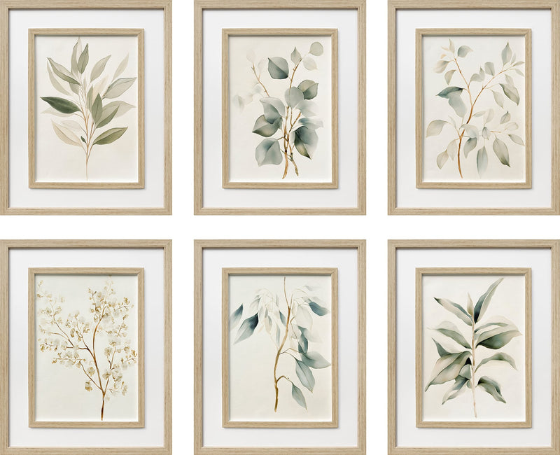 Quiet Botanical Print on Paper Set in Double Frame