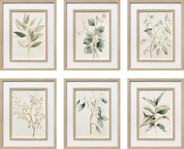 Quiet Botanical Print on Paper Set in Double Frame