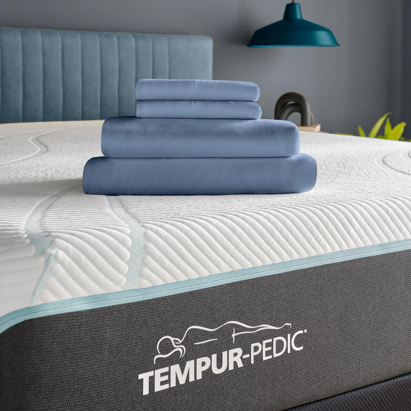  Tempur-Pedic TEMPUR Rayon from Bamboo Sheet Set Vintage Indigo (Split California King) IMAGE 1