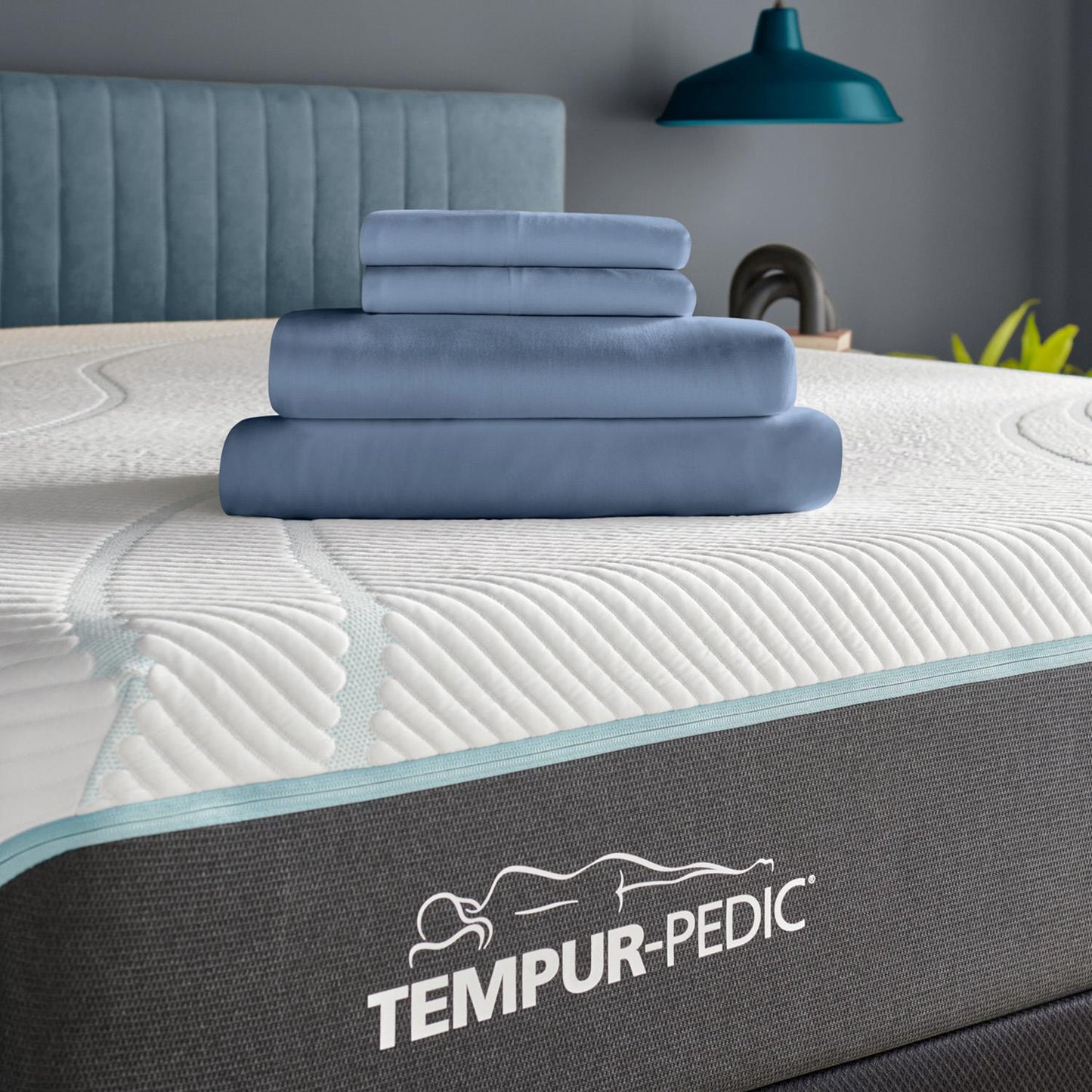  Tempur-Pedic TEMPUR Rayon from Bamboo Sheet Set Vintage Indigo (King) IMAGE 1