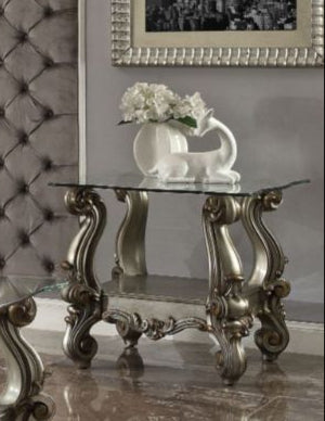 Versailles Square End Table with Glass Top