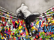 ''Over the Wall'' Hand-painted Gloss Canvas