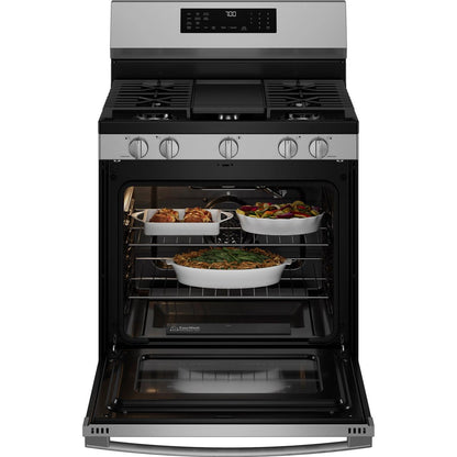 GE Profile 30-inch Smart Freestanding Gas Convection Range with No Preheat Air Fry and EasyWash™ Oven Tray PGF700AYFS IMAGE 4