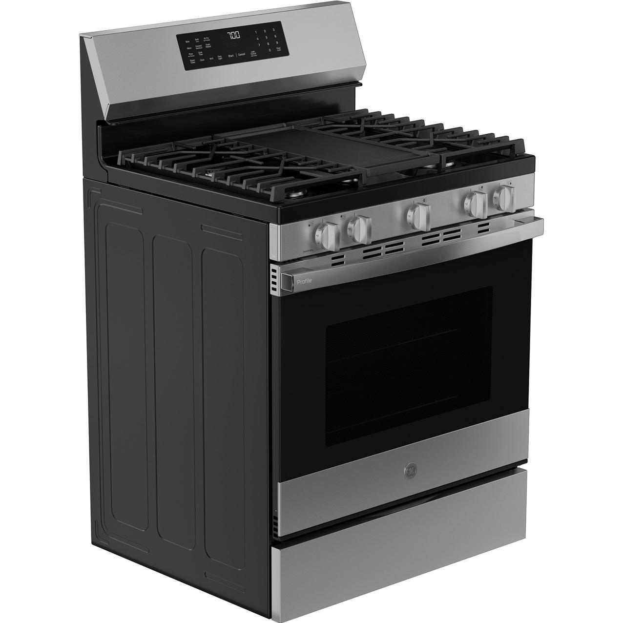  GE Profile 30-inch Smart Freestanding Gas Convection Range with No Preheat Air Fry and EasyWash™ Oven Tray PGF700AYFS IMAGE 5