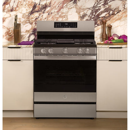  GE Profile 30-inch Smart Freestanding Gas Convection Range with No Preheat Air Fry and EasyWash™ Oven Tray PGF700AYFS IMAGE 8