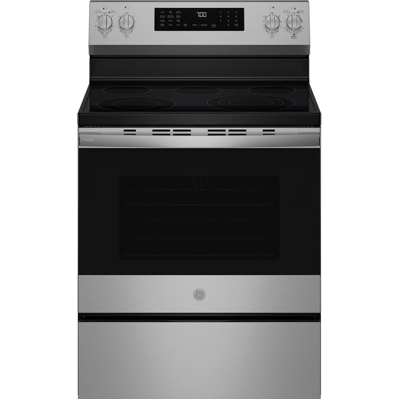 GE Profile 30-inch Smart Freestanding Electric Convection Range with No Preheat Air Fry and EasyWash™ Oven Tray PRF700AYFS
