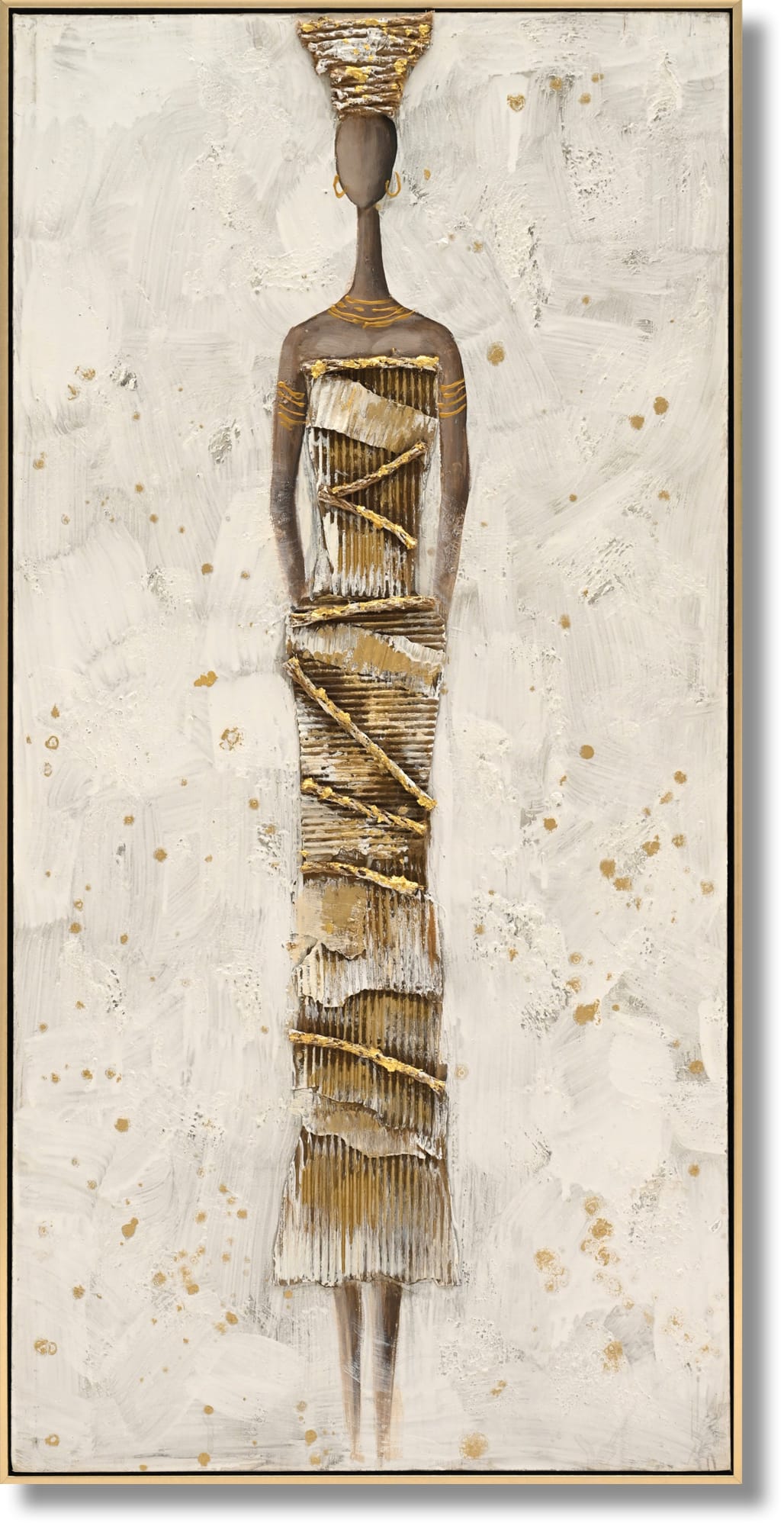 ''Gilded Grace Textured Goddess'' Hand-painted 3D w/ Straw in Frame