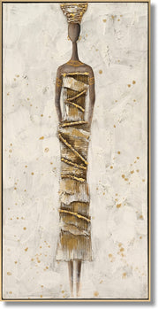 ''Gilded Grace Textured Goddess'' Hand-painted 3D w/ Straw in Frame
