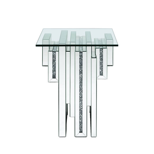 Noralie Glam Square End Table with Unique Pedestal Base