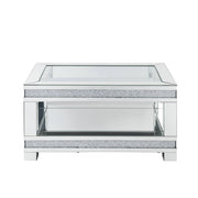 Mesa de centro rectangular Noralie Glam con incrustaciones de diamantes falsos y vidrio templado transparente