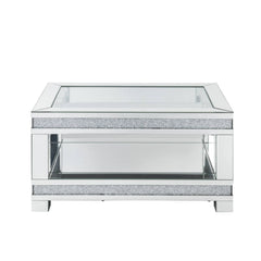 Mesa de centro rectangular Noralie Glam con incrustaciones de diamantes falsos y vidrio templado transparente