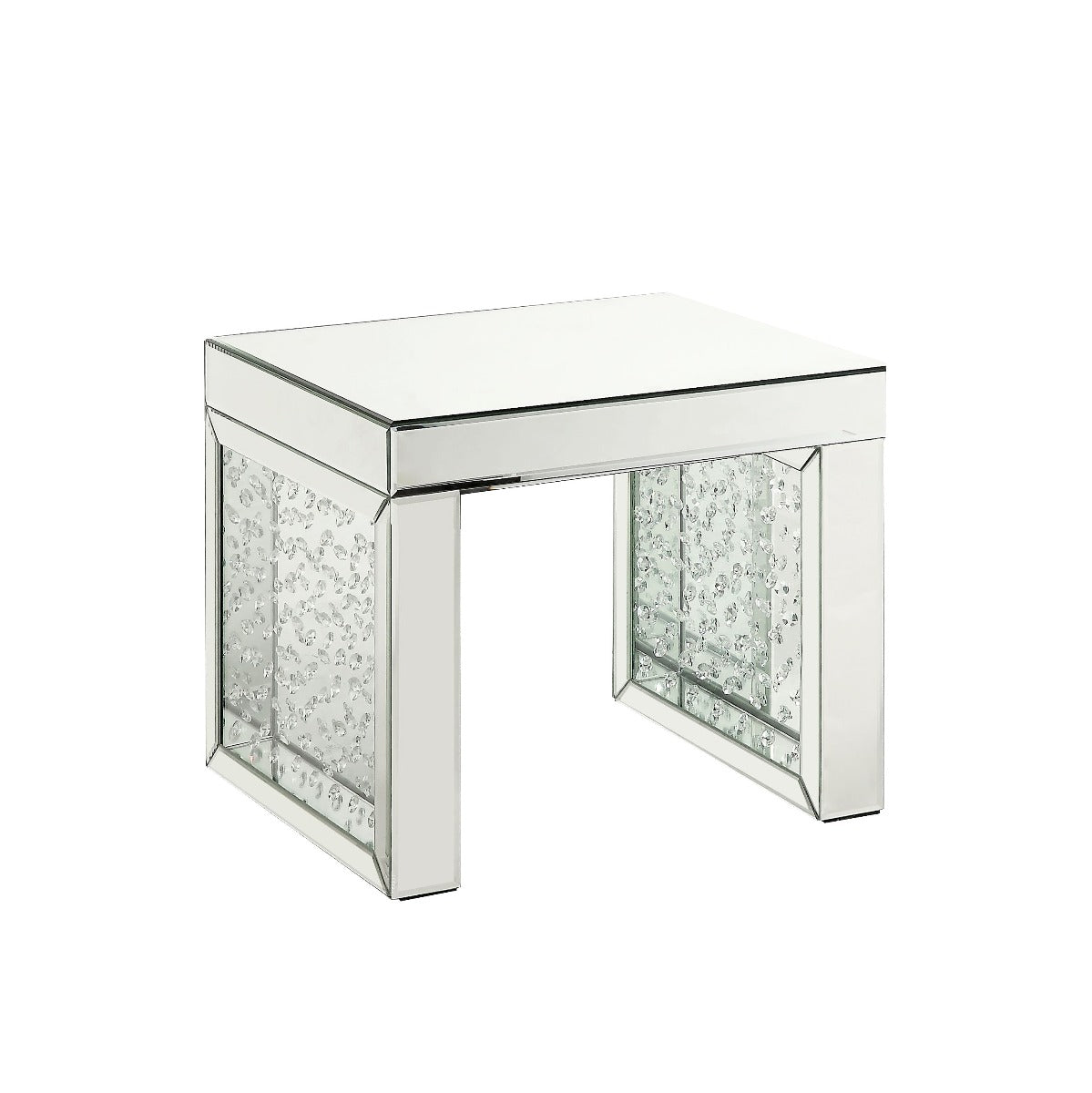 Mesa auxiliar rectangular Nysa Glam con base de trineo