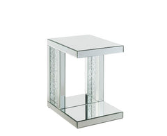 Mesa auxiliar rectangular Nysa Glam con incrustaciones de cristales sintéticos