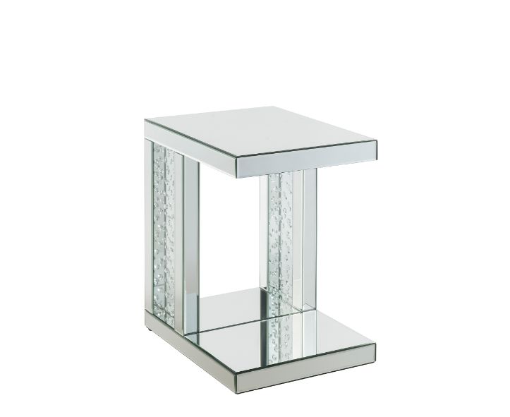 Mesa auxiliar rectangular Nysa Glam con incrustaciones de cristales sintéticos