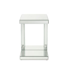 Mesa auxiliar rectangular Nysa Glam con incrustaciones de cristales sintéticos