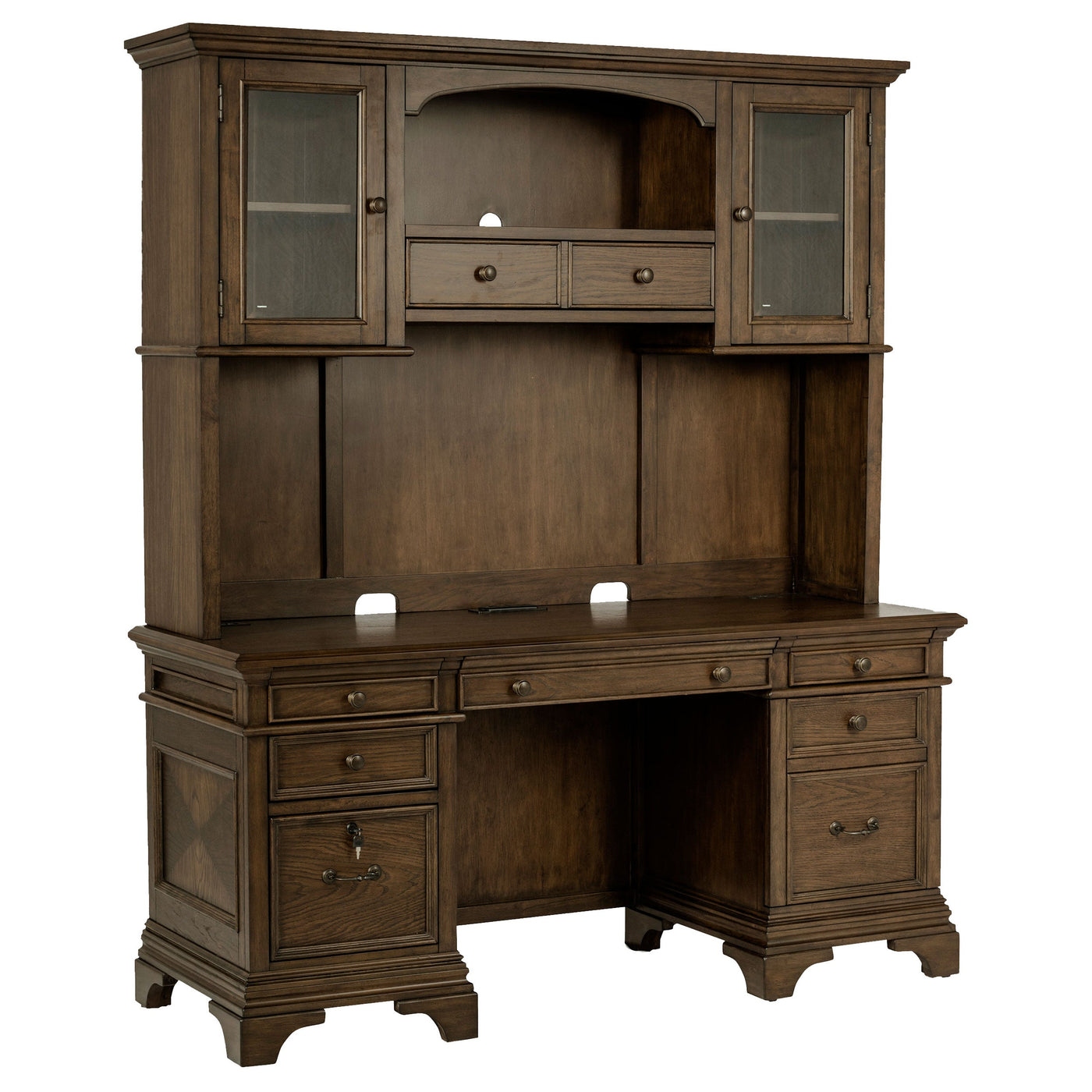 Credenza Hartshill de 66 pulgadas con 5 cajones y aparador en roble bruñido