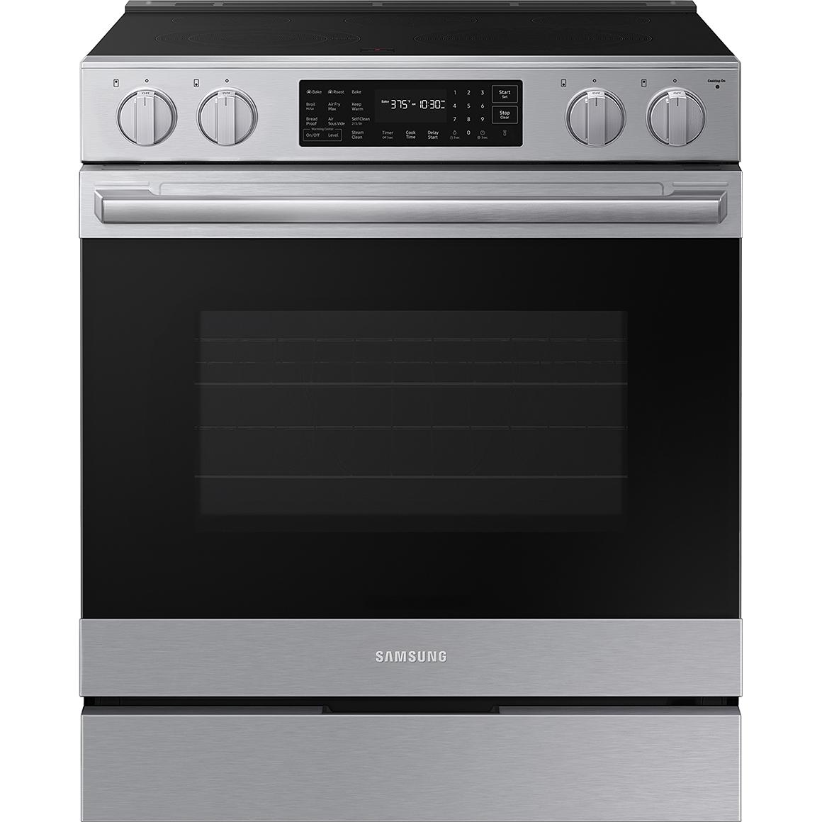  Samsung 30-inch Slide-in Electric Range with Wi-Fi NSE80H63SRAA IMAGE 1