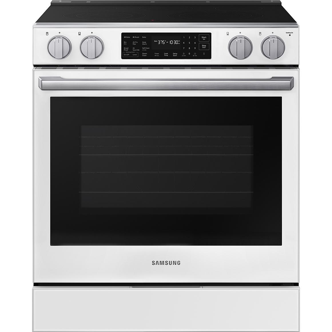  Samsung 30-inch Slide-in Electric Range with Wi-Fi NSE80H63SWAA IMAGE 1