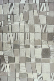 ''Textured Taupe Patchwork Geometry'' Hand-painted Wrapped Canvas