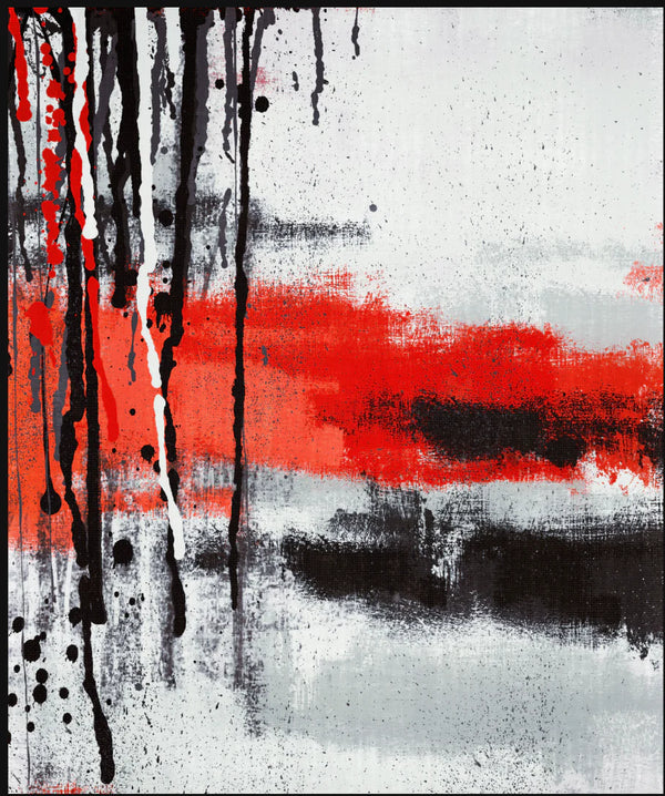Assorted Canvas 36″ × 48″ Abstract Expression in Red, Black & White