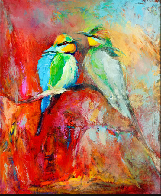 Colorful Birds Abstract Assorted Canvas 36" x 48"