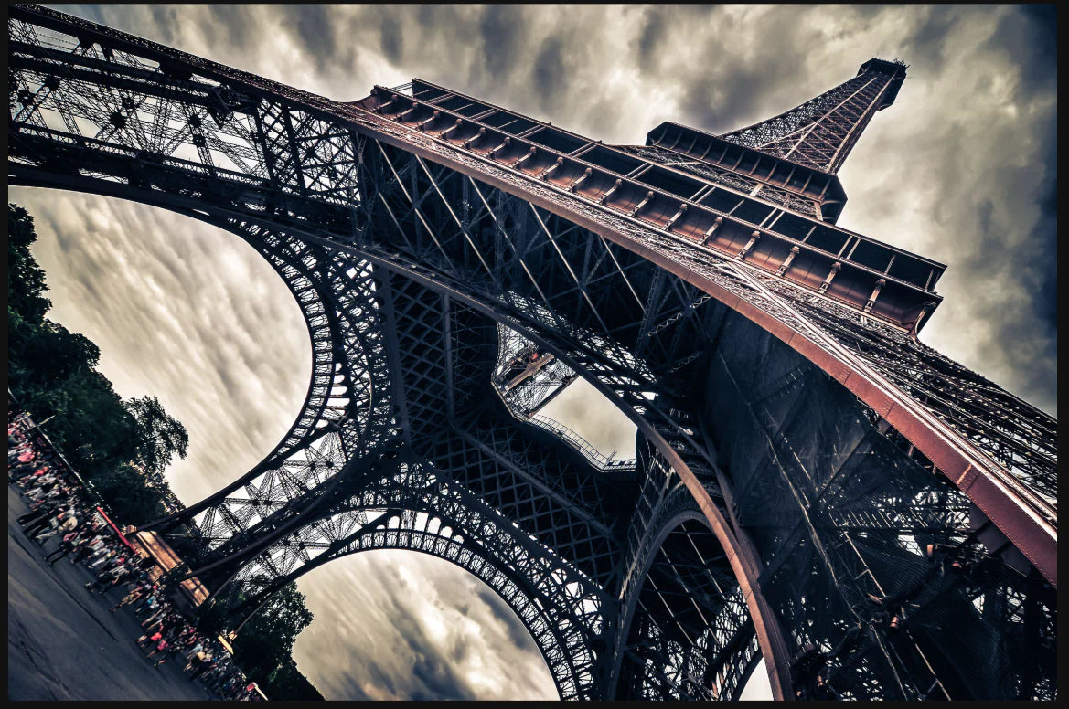 Eerie Up-Close Eiffel Tower 36" x 48" Canvas Wall Art