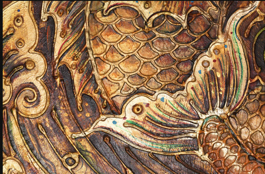 Gilded East Asian Wood Carving Detail 36" x 48" Canvas Wall Art