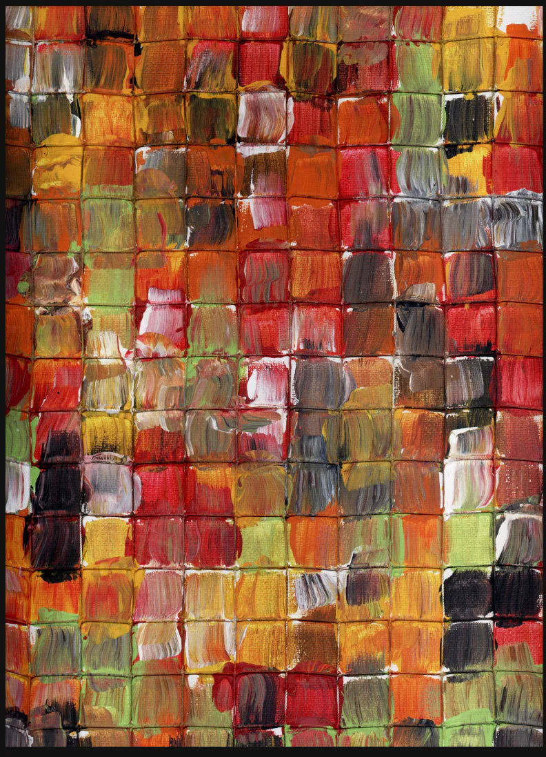Textured Abstract Grid in Autumn Colors 36" x 48" Canvas Wall Art