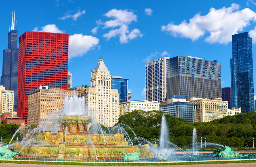 Chicago Skyline with Buckingham Fountain 36" x 48" Canvas Wall Art