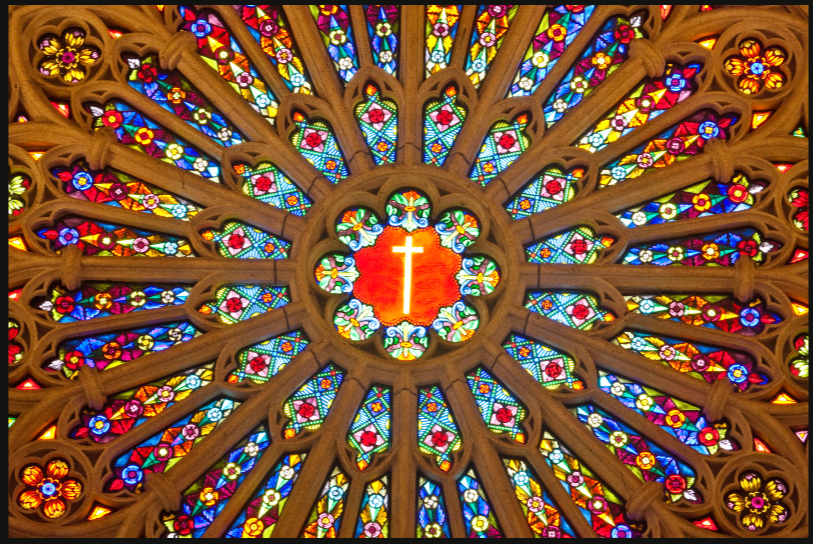 Vibrant Rose Stained Glass 36" x 48" Canvas Wall Art